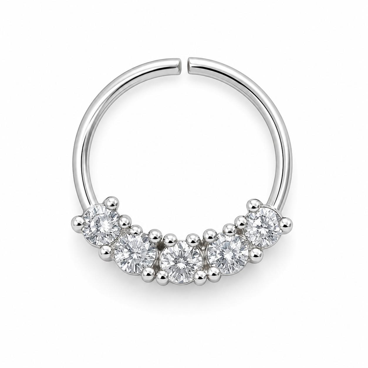 925 Sterling Silver Five Sparkle Open Nose Pin